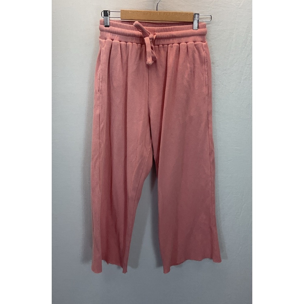 Daily Drills Thermal waffle knit wide leg pockets Pants Pink XS/S oversized